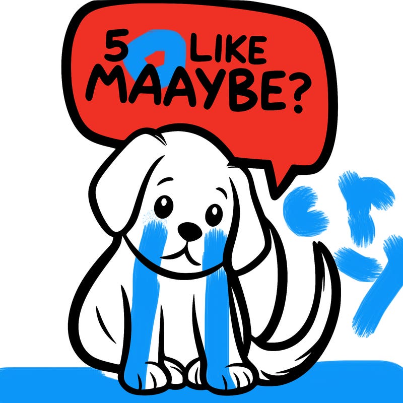 a puppy that says 5 like maybe