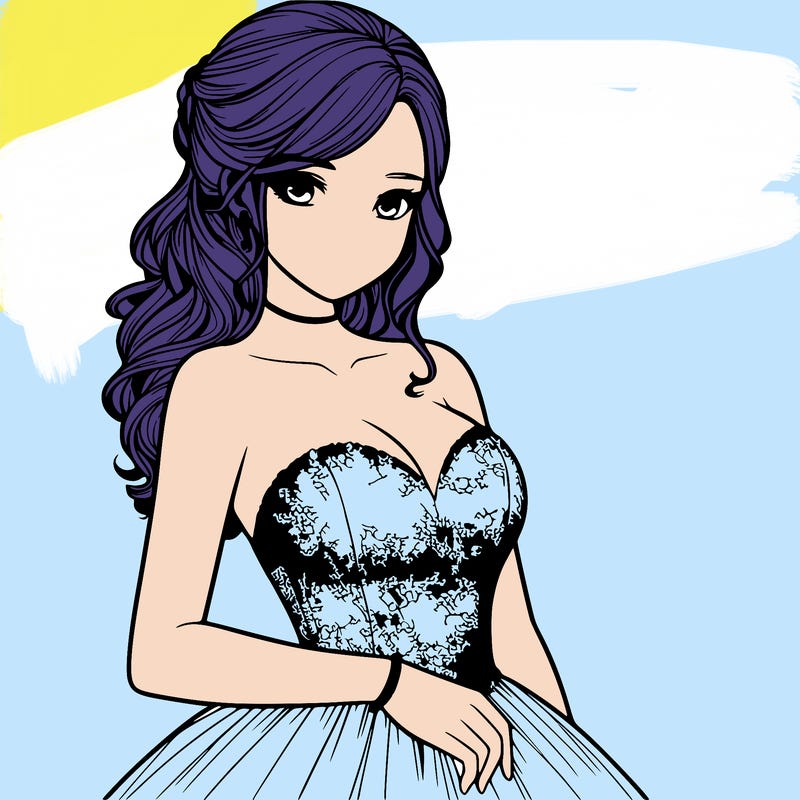 realistic girl in prom dress
