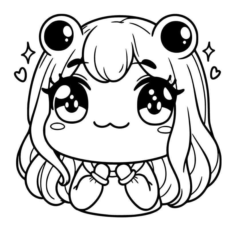 frog girl with cute hair