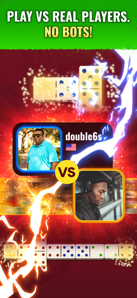 A competitive dominoes match between two real players with no bots.