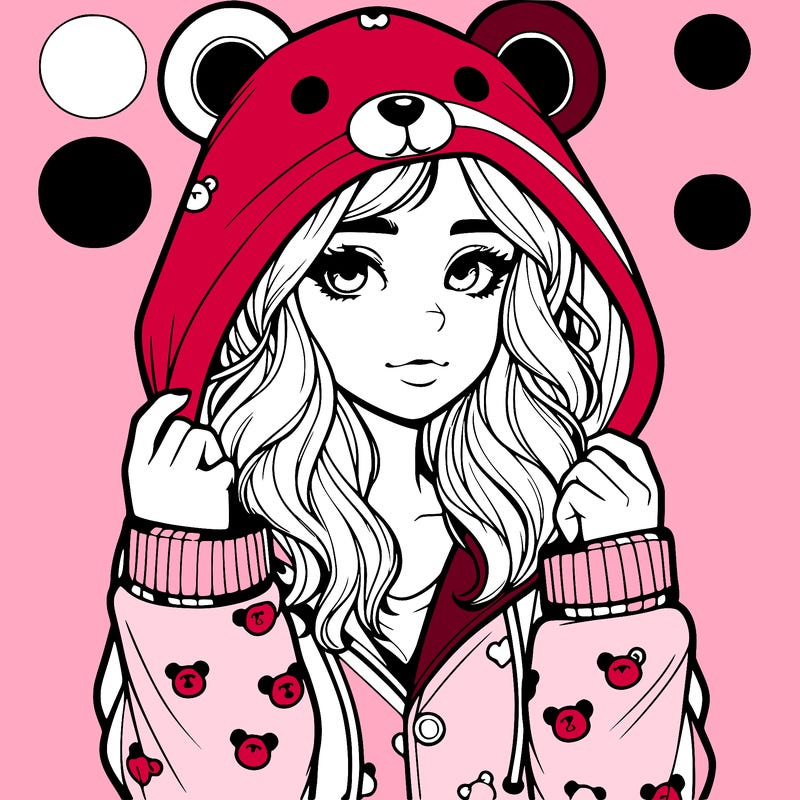 realistic girl in a animal pjs hoodie