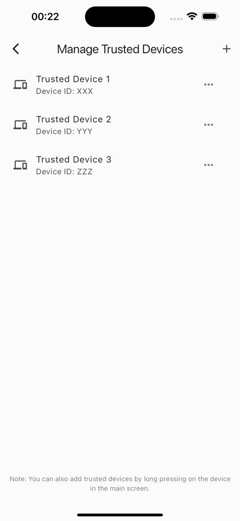 Interface of the LANDrop app showing a list of trusted devices for secure local file transfer