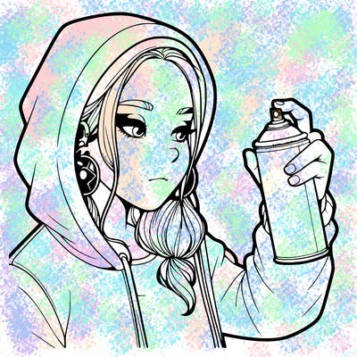 a realistic girl, spray painting