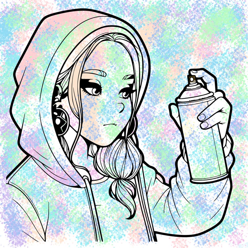 a realistic girl, spray painting