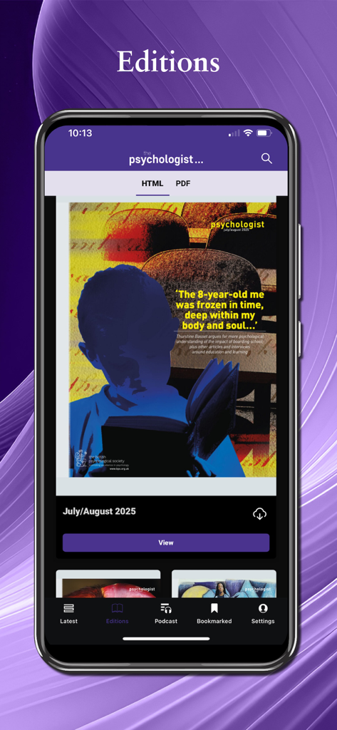 The Psychologist - Digital editions list in The Psychologist mobile app