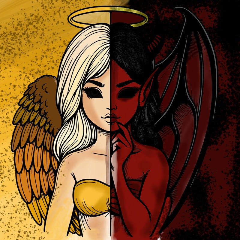 realistic angel half demon