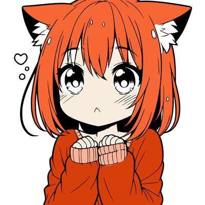 shy anime catgirl