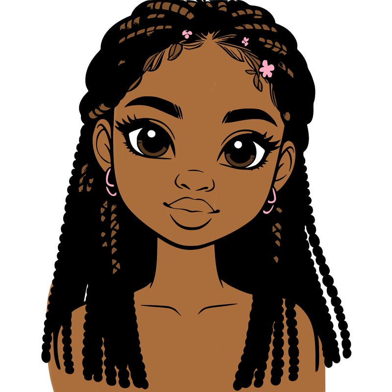 a realistic black girl with braids