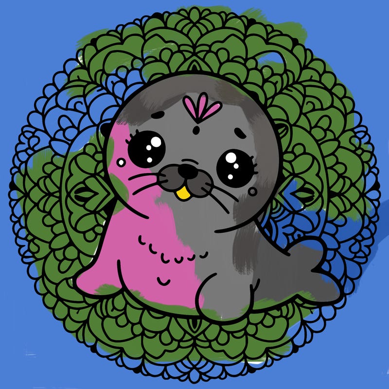a cute baby seal mandala