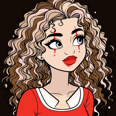 realistic girl with curly hair