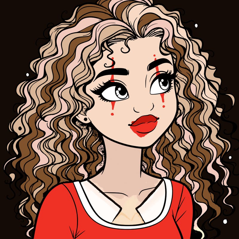 realistic girl with curly hair