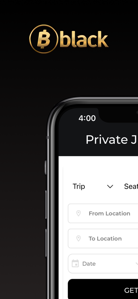 bblack app private jet booking interface