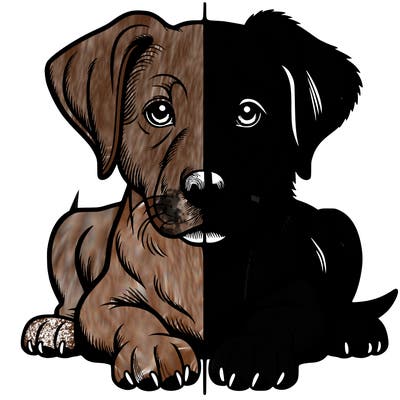 realistic dog split picture