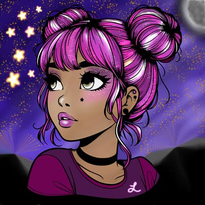 realistic girl with spacebuns