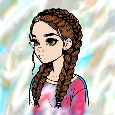 realistic girl with braids