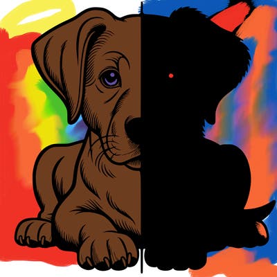 realistic dog split picture