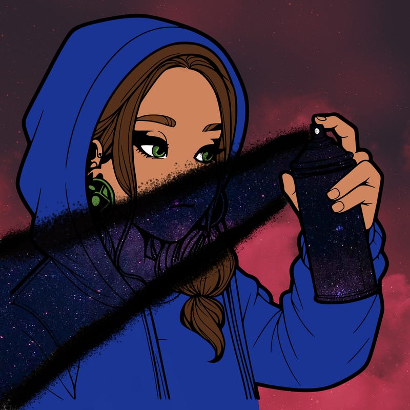 a realistic girl, spray painting