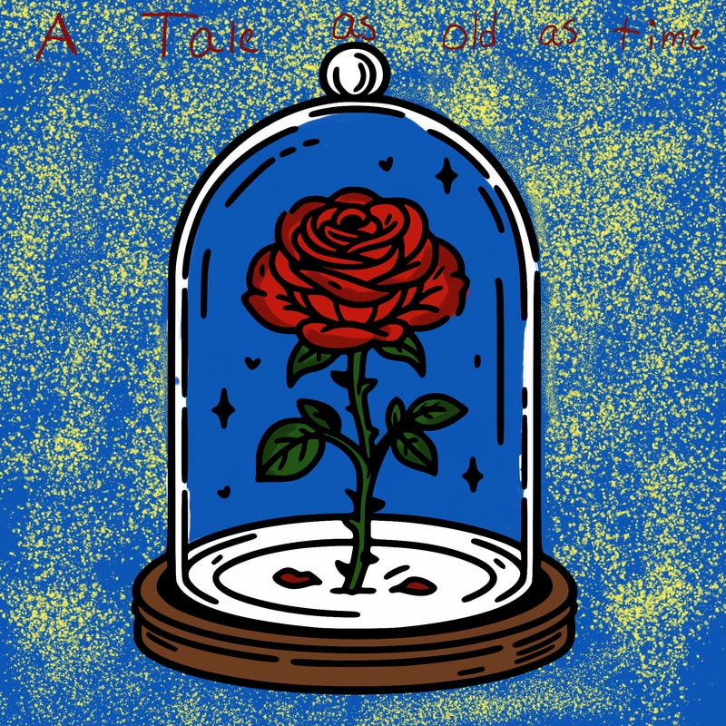 rose in glass dome