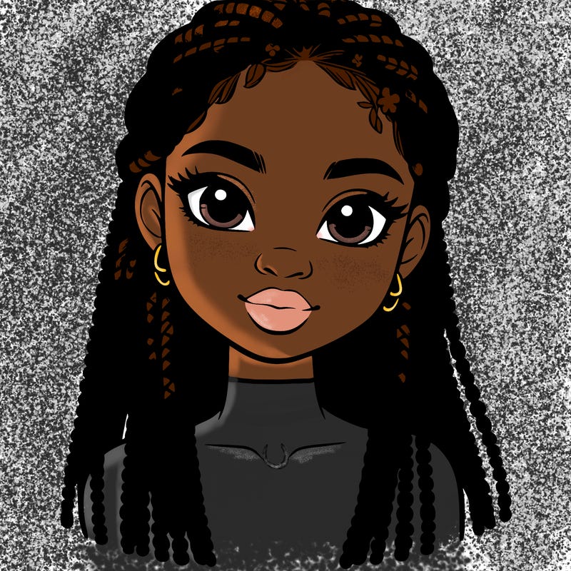 a realistic black girl with braids