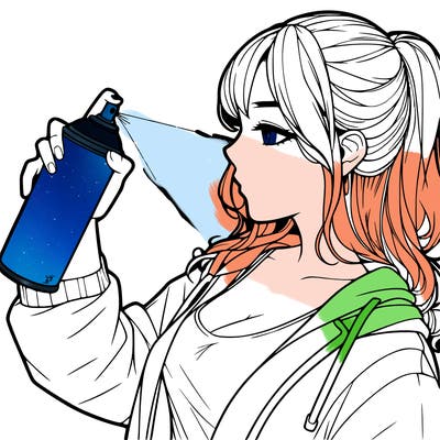 a realistic girl spray, painting