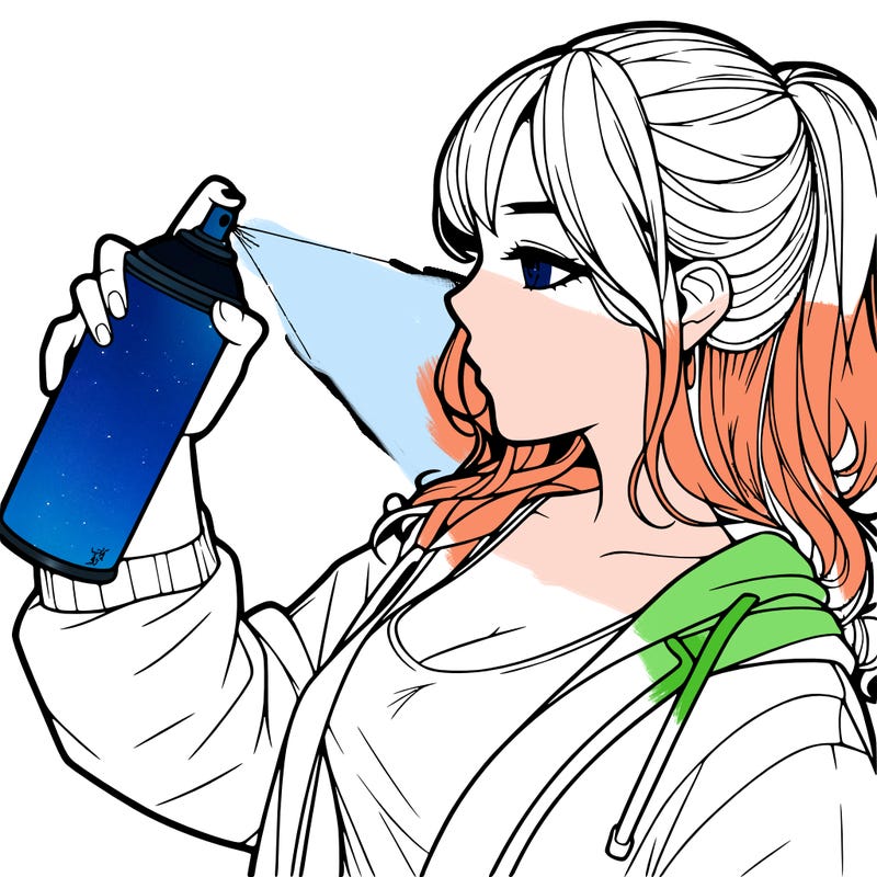a realistic girl spray, painting