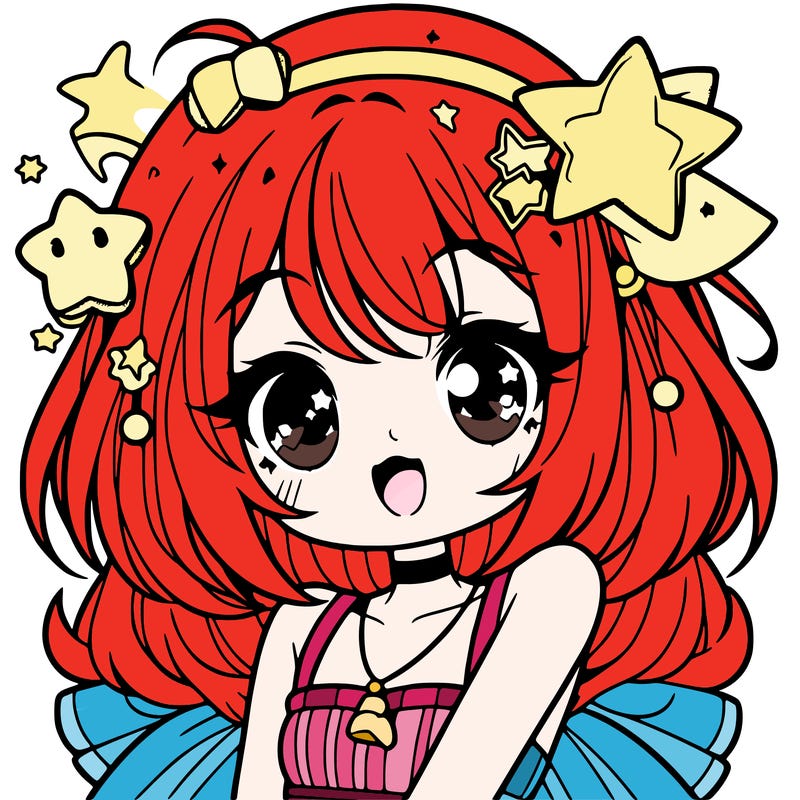 cute anime girl with star accessories