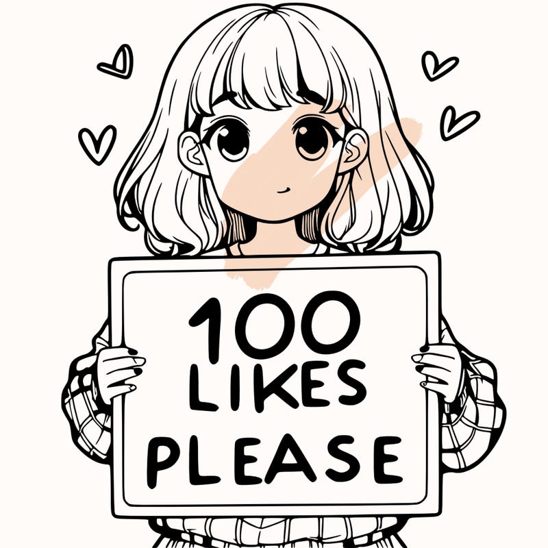 a girl holding a sign saying 100 likes please