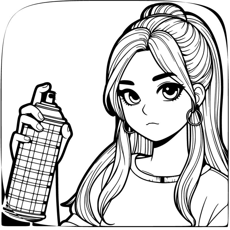 a realistic girl spray, painting