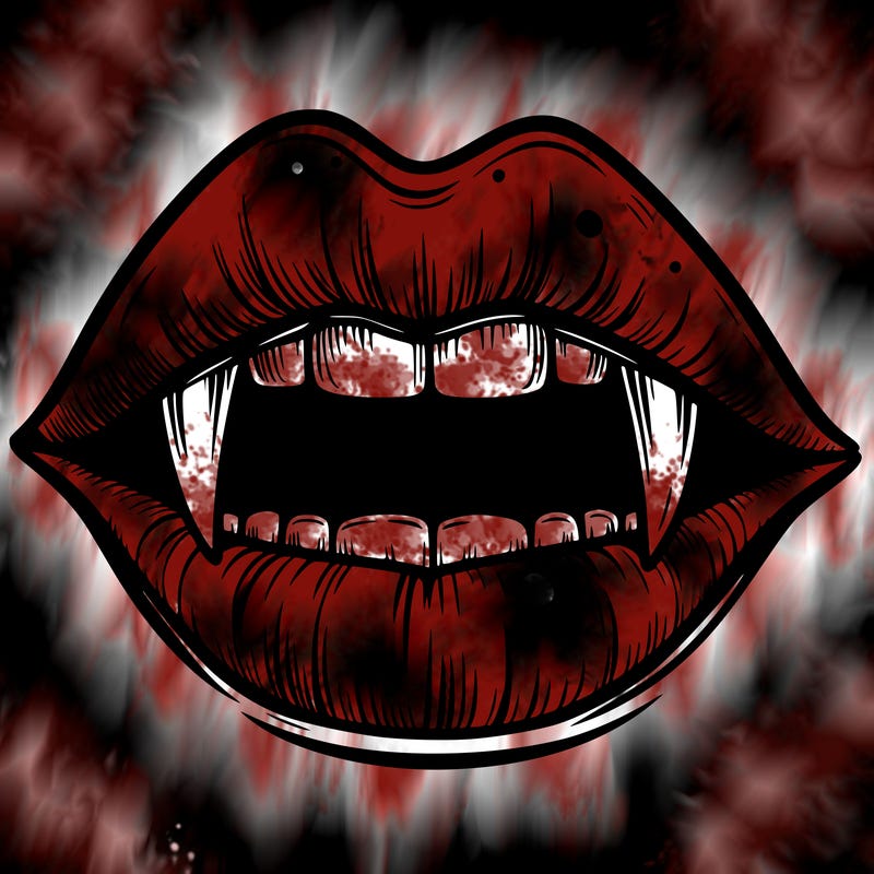 lips with vampire teeth