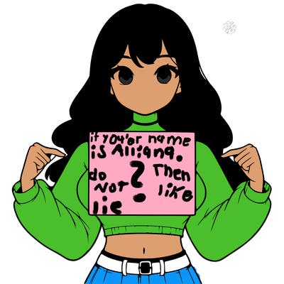 girl holding a blank sign in a long sleeve crop top
