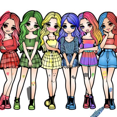 a group of girls realistic