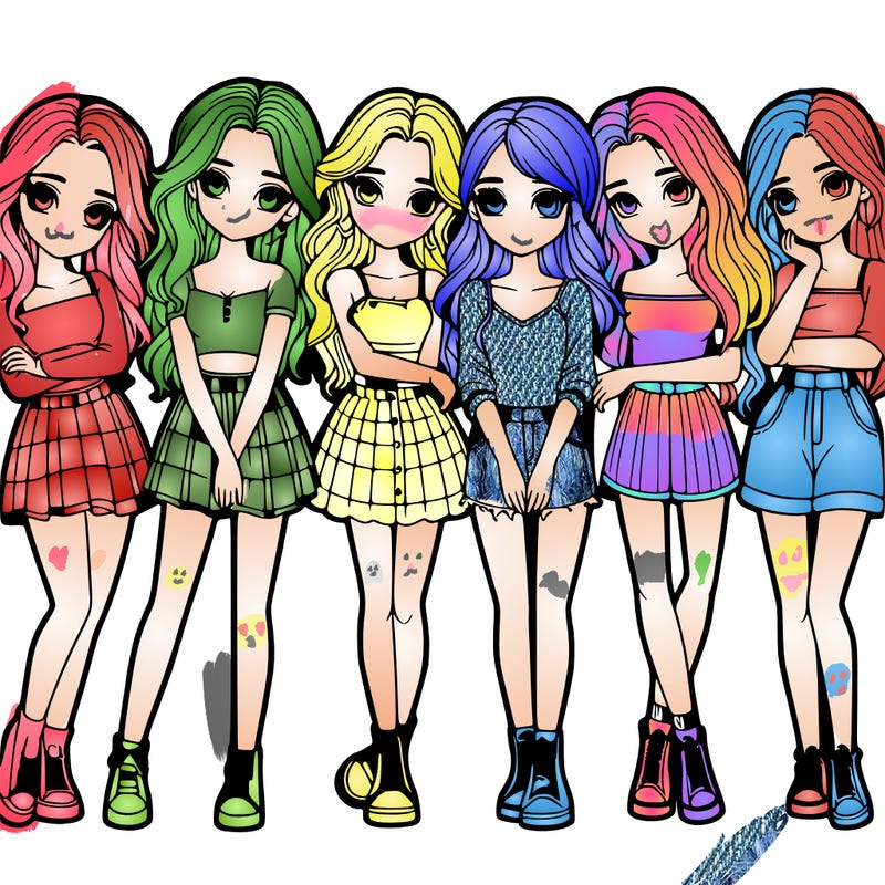 a group of girls realistic