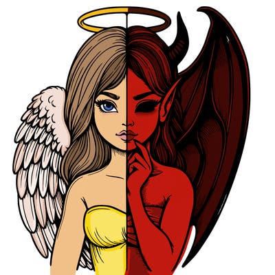 realistic angel half demon