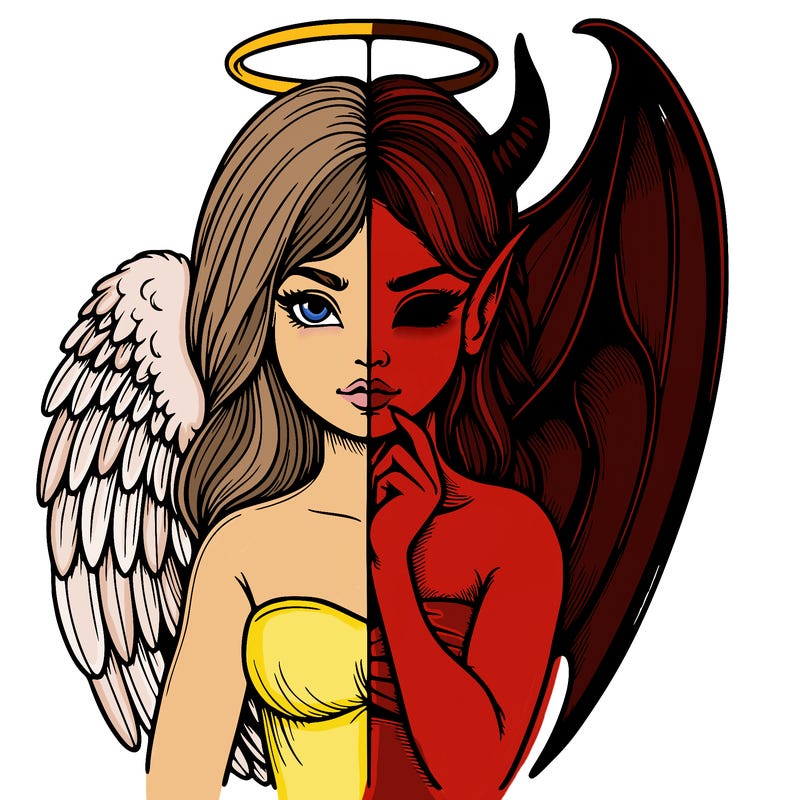 realistic angel half demon