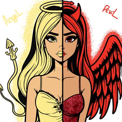 devil vs angel realistic girl