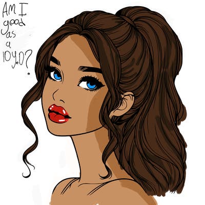 realistic girl with a ponytail on her hair and lips