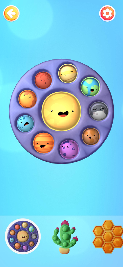 Bubble Pop: Tap Bubbles Game - Jouet pop-it sur le thème du système solaire avec des visages mignons