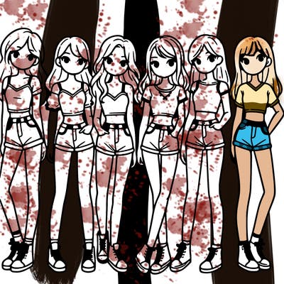 a group of girls wearing crop tops and shorts