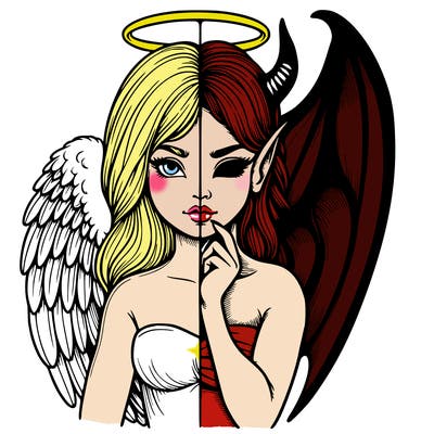 realistic angel half demon