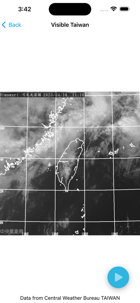 Weather Satellite Live Taiwan - Mapa meteorológico satelital visible de Taiwán de la Oficina Meteorológica Central