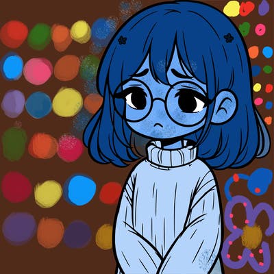 sad girl with glasses in a sweater