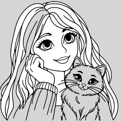 woman with cat
