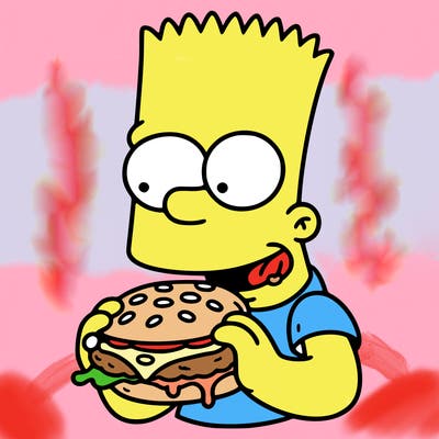 bart  simpson eating a hamburger