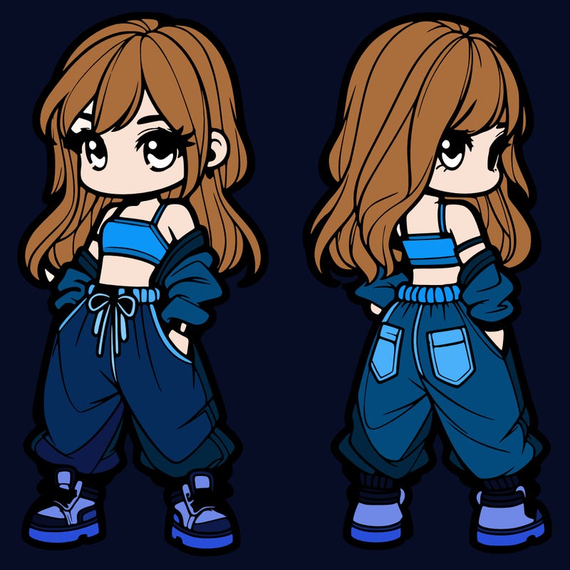 girl in crop top and baggy pants