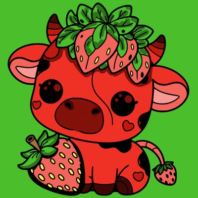 cute strawberry cow