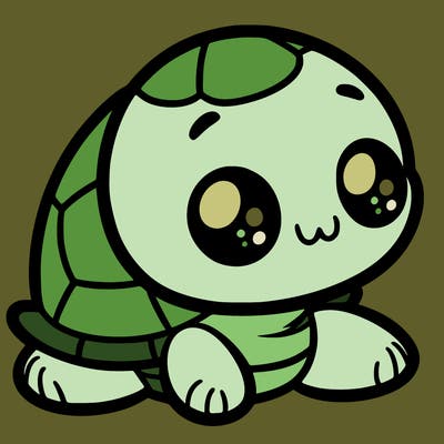 cute little animated turtle