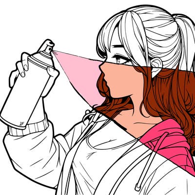a realistic girl spray, painting