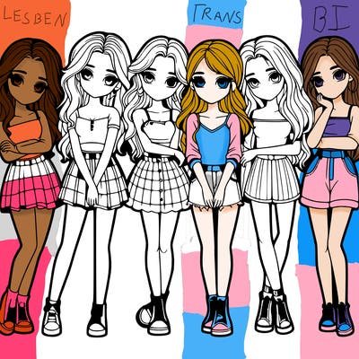a group of girls realistic