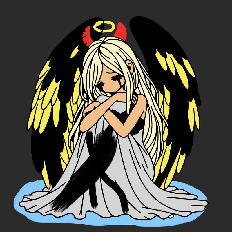 ethereal girl in grief, lonely and heartbroken