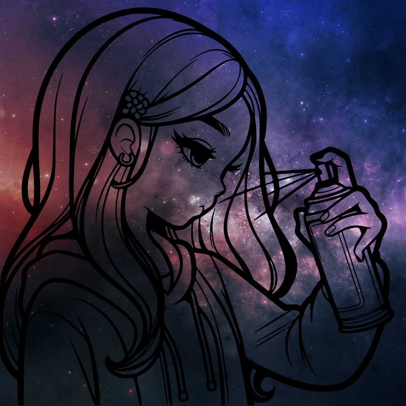 a realistic girl spray painting